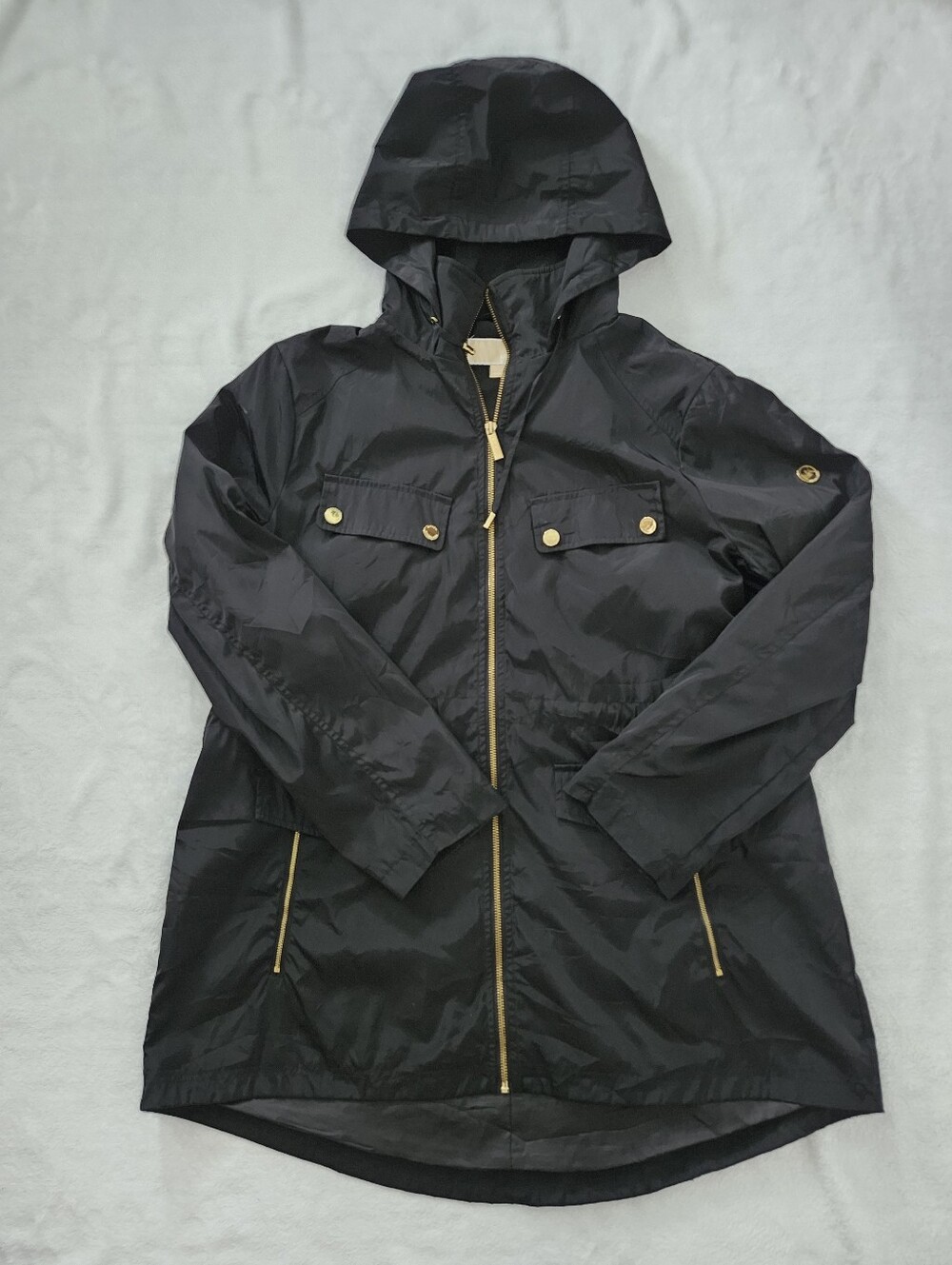 MICHAEL KORS Women's Black Hooded Anorak Rain Jacket Size XL | Gorpcore Outdoor